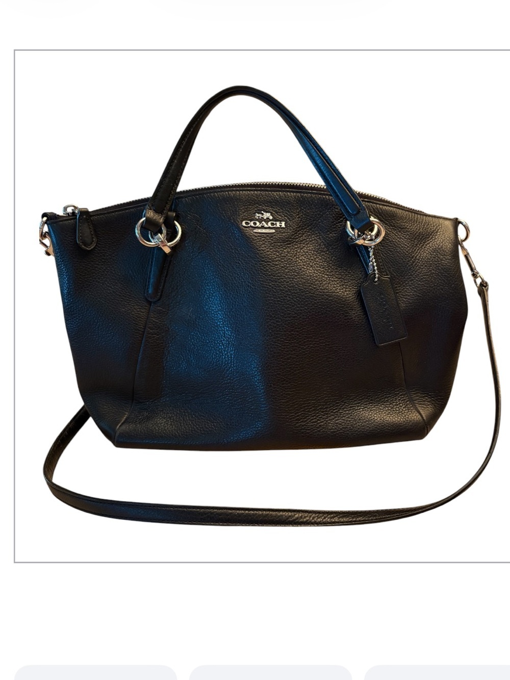 Coach Small Kelsey Black Pebbled Leather Satchel